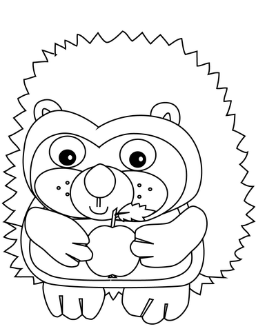 Hedgehog With Apple From Hedgehog Coloring Page